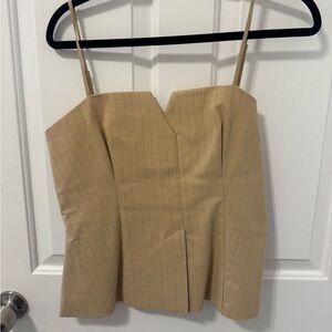 Zara Elegant Tan Pinstripe Top